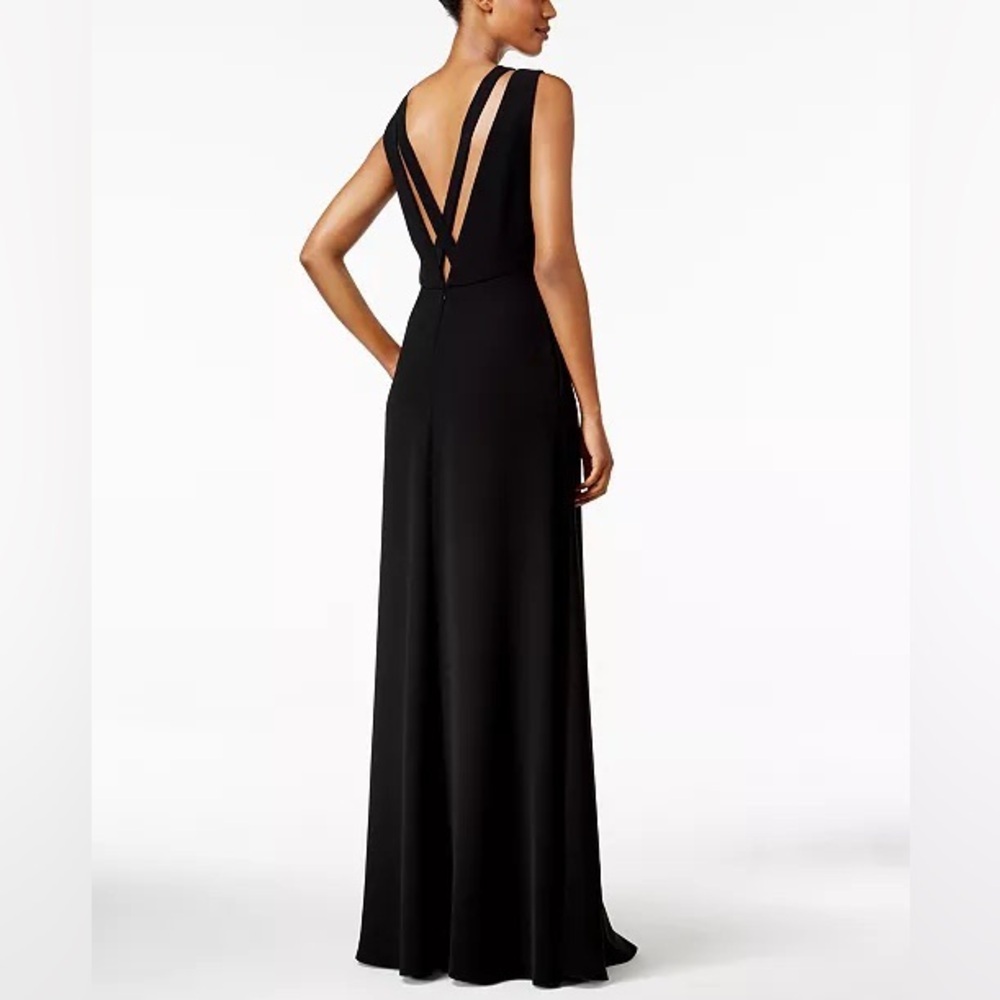 JILL Jill Stuart Black Deep V Criss Cross Gown Prom Formal Bridesmaid Dress 2 - Picture 5 of 10